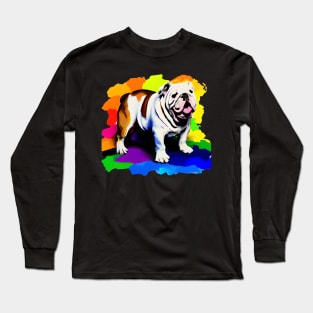 English Bulldog Rainbow Painting Long Sleeve T-Shirt